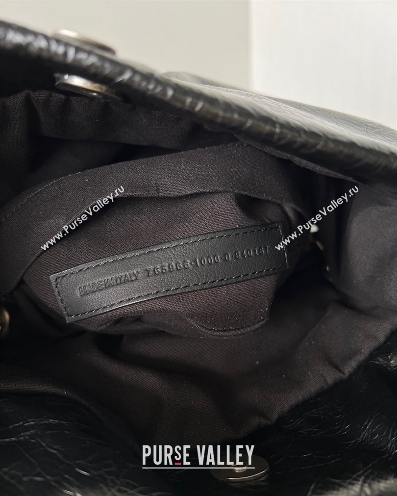 Balenciaga Monaco Small Chain Bag in Arena calfskin Black/Silver 2023 (jiche-23092807)