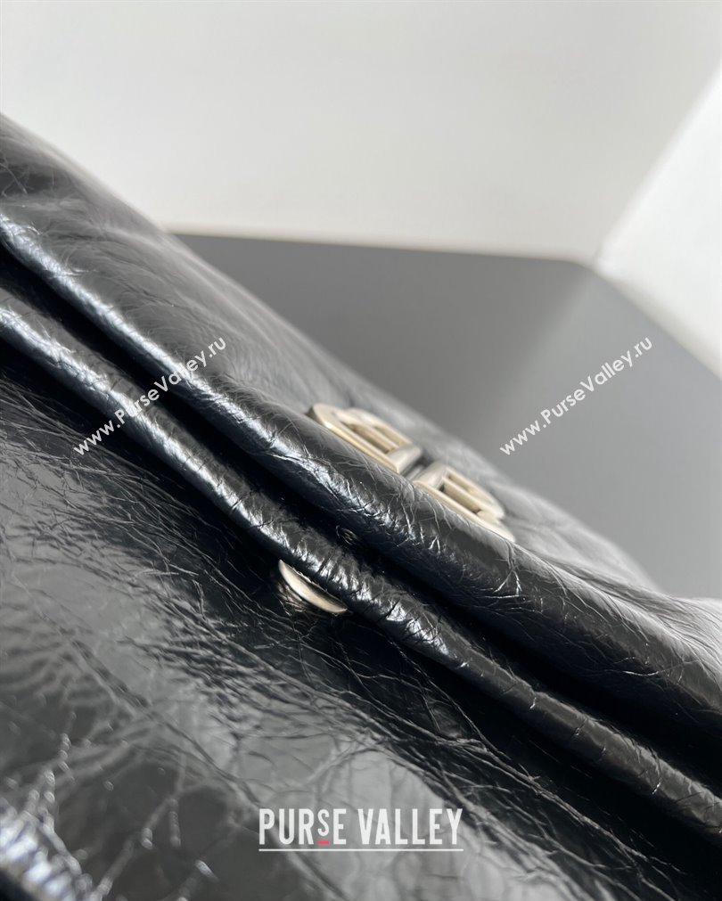 Balenciaga Monaco Small Chain Bag in Arena calfskin Black/Silver 2023 (jiche-23092807)