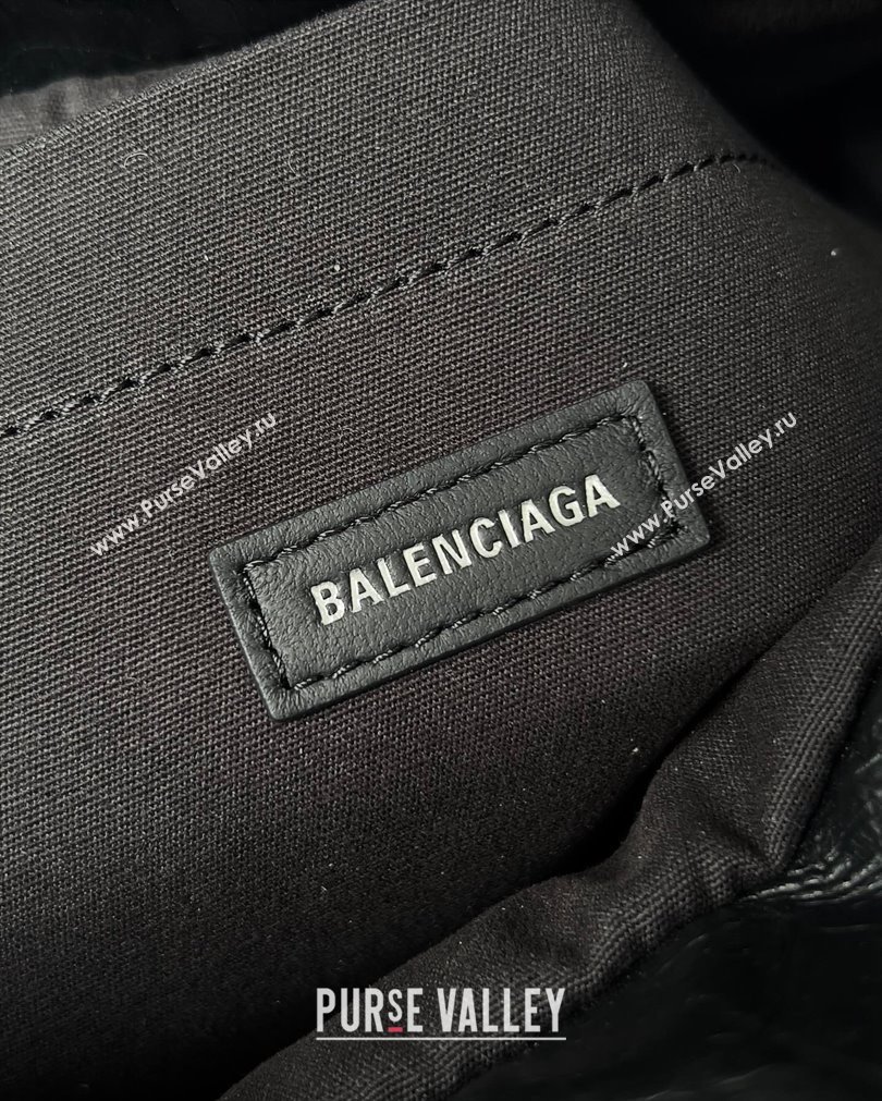 Balenciaga Monaco Medium Chain Bag in Arena calfskin Black/Silver 2023 (jiche-23092806)