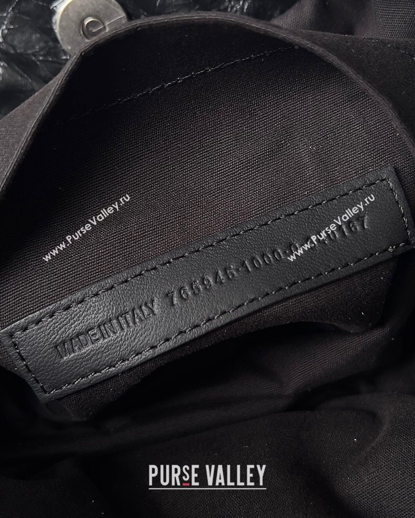 Balenciaga Monaco Medium Chain Bag in Arena calfskin Black/Silver 2023 (jiche-23092806)