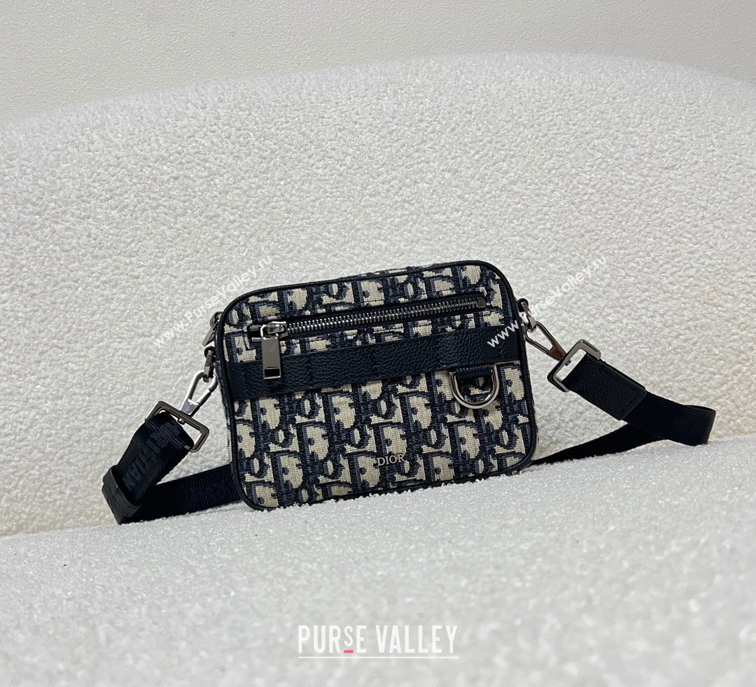 Dior Mini Safari Bag with Strap in Beige and Black Dior Oblique Jacquard 2023 (XXG-23092823)
