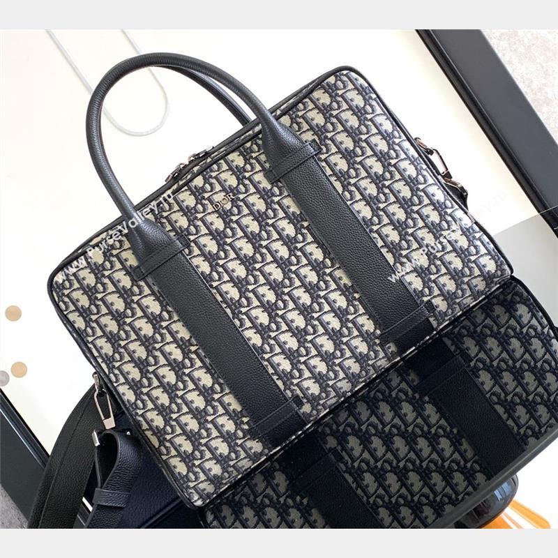 Dior Briefcase Bag in Beige and Black Dior Oblique Jacquard 2023 (XXG-23092829)