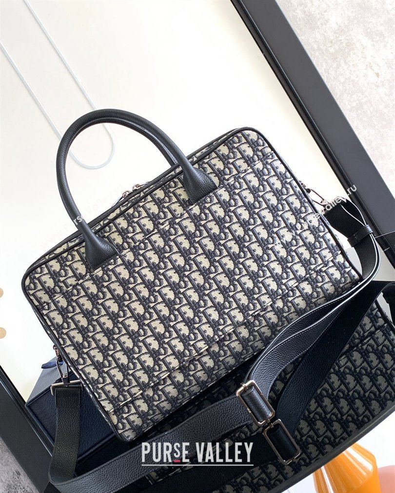 Dior Briefcase Bag in Beige and Black Dior Oblique Jacquard 2023 (XXG-23092829)