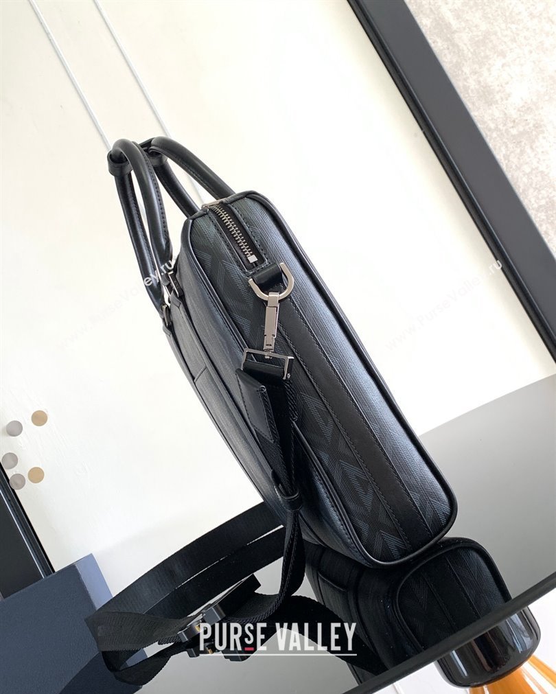Dior Lingot Briefcase Bag in Black CD Diamond Canvas and Smooth Calfskin 2023 (XXG-23092827)