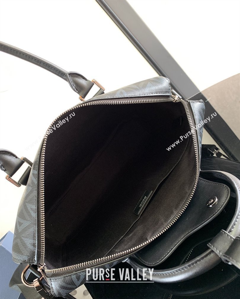 Dior Lingot Briefcase Bag in Black CD Diamond Canvas and Smooth Calfskin 2023 (XXG-23092827)