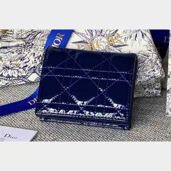 Lady Dior Mini Wallet in Patent Cannage Calfskin Blue (XXG-23092809)