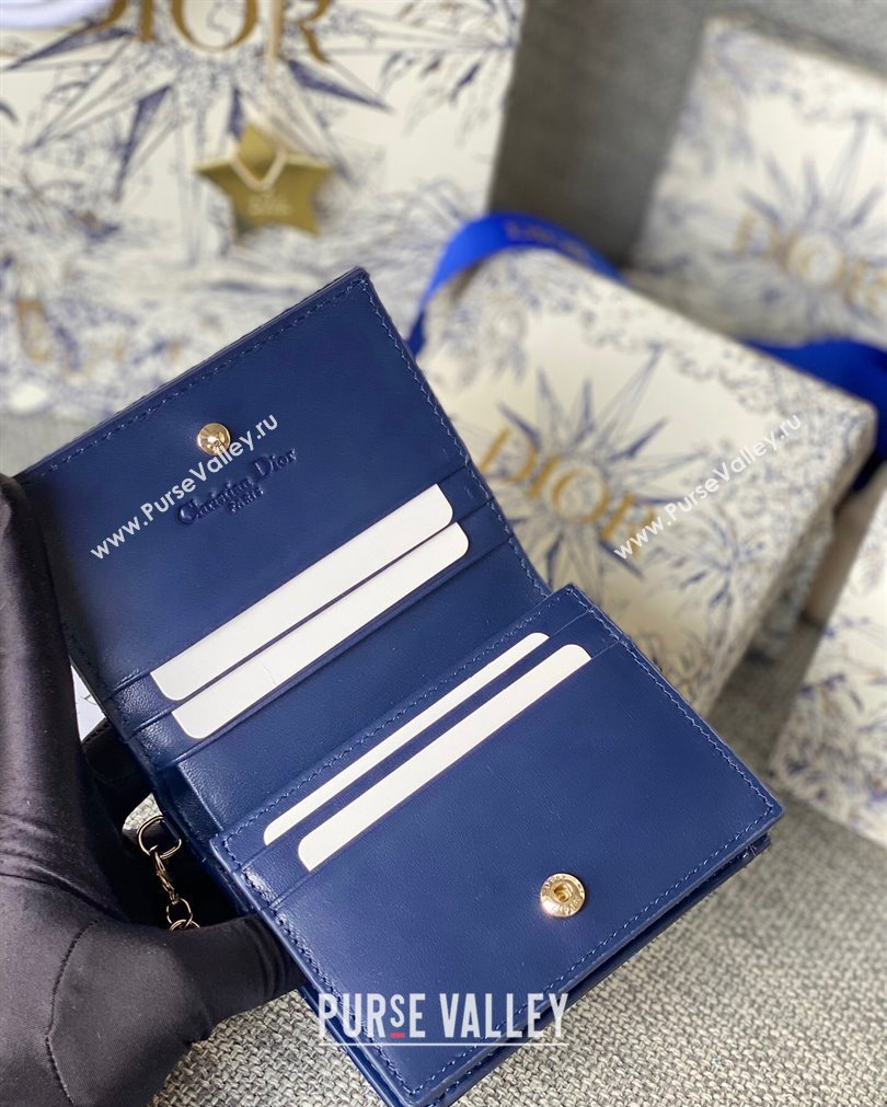 Lady Dior Mini Wallet in Patent Cannage Calfskin Blue (XXG-23092809)