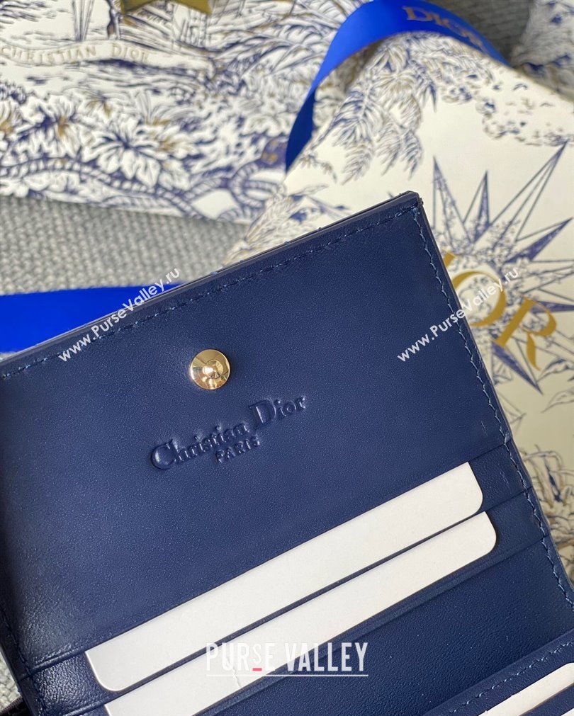 Lady Dior Mini Wallet in Patent Cannage Calfskin Blue (XXG-23092809)