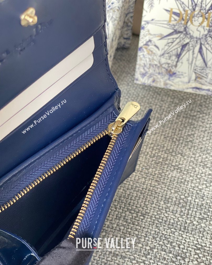 Lady Dior Mini Wallet in Patent Cannage Calfskin Blue (XXG-23092809)