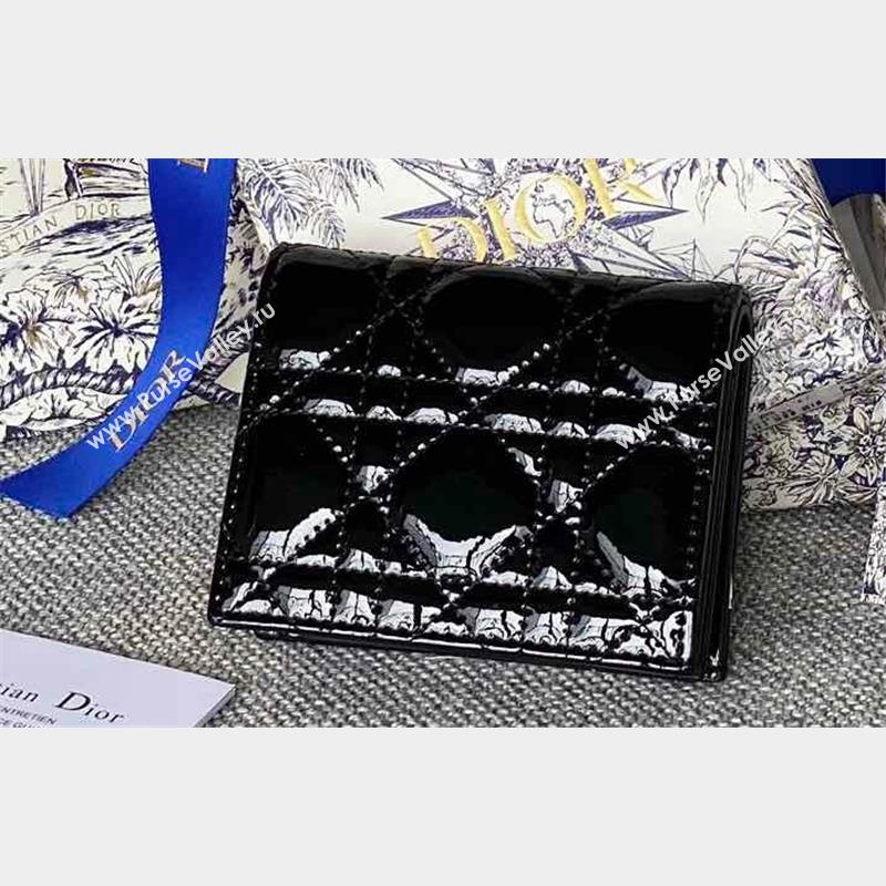 Lady Dior Mini Wallet in Patent Cannage Calfskin Black (XXG-23092804)