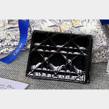 Lady Dior Mini Wallet in Patent Cannage Calfskin Black (XXG-23092804)