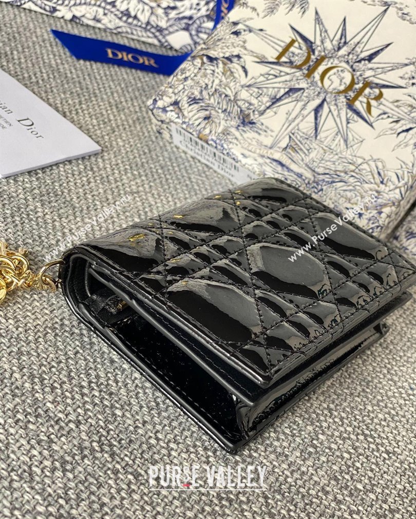 Lady Dior Mini Wallet in Patent Cannage Calfskin Black (XXG-23092804)
