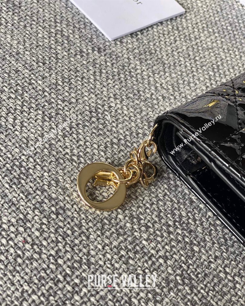 Lady Dior Mini Wallet in Patent Cannage Calfskin Black (XXG-23092804)