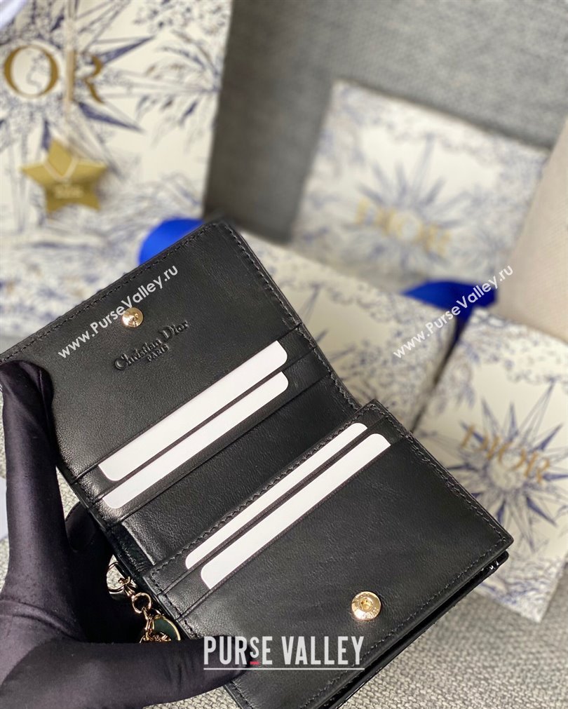 Lady Dior Mini Wallet in Patent Cannage Calfskin Black (XXG-23092804)