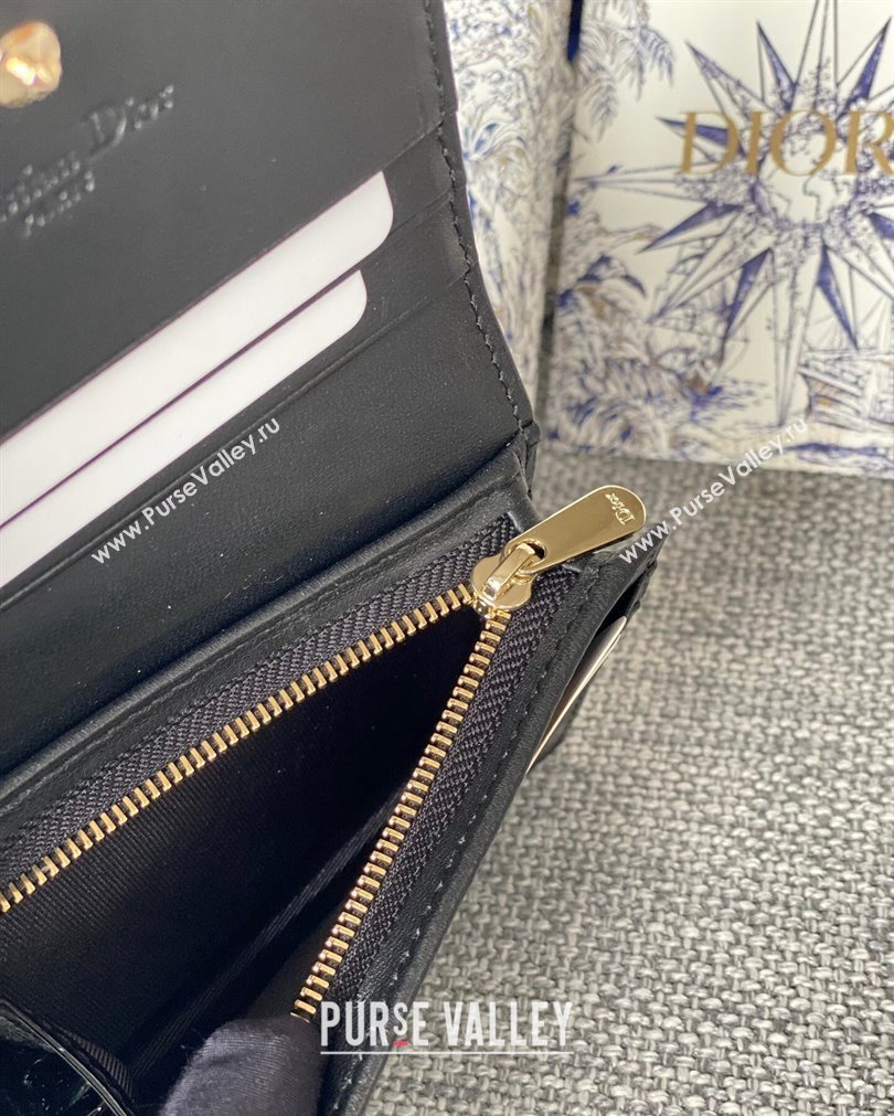 Lady Dior Mini Wallet in Patent Cannage Calfskin Black (XXG-23092804)