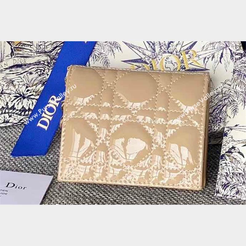 Lady Dior Mini Wallet in Patent Cannage Calfskin Beige (XXG-23092806)