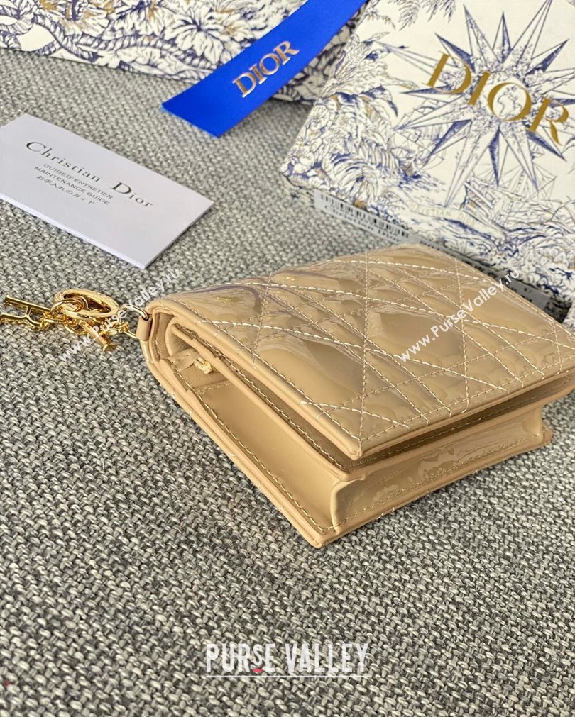 Lady Dior Mini Wallet in Patent Cannage Calfskin Beige (XXG-23092806)