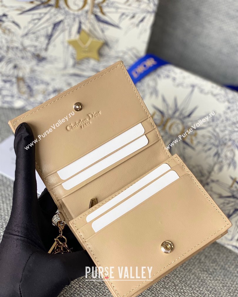 Lady Dior Mini Wallet in Patent Cannage Calfskin Beige (XXG-23092806)