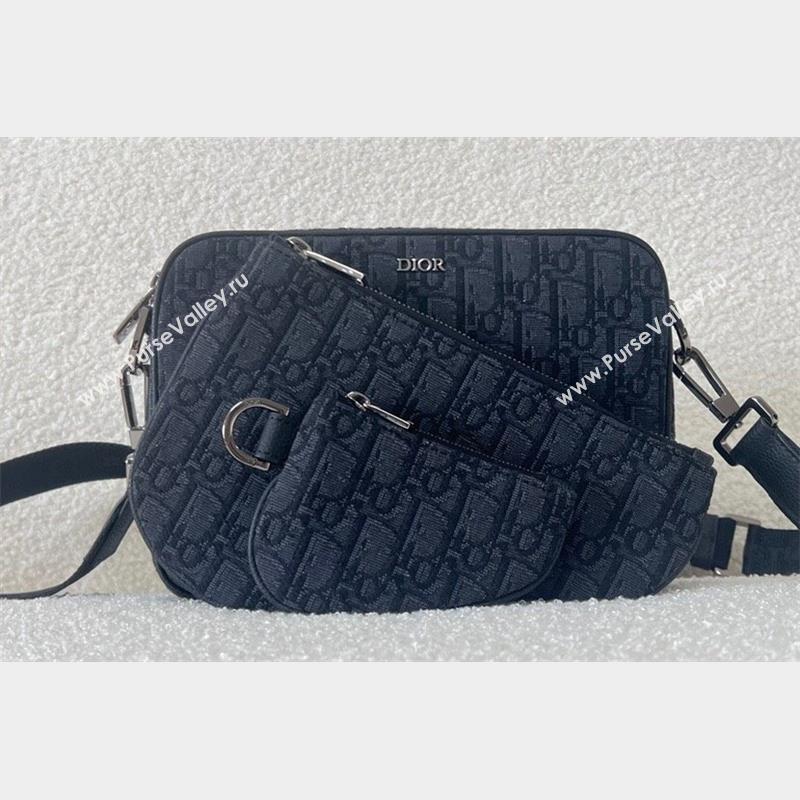 Dior Saddle Triple Pouch Bag in Black Dior Oblique Jacquard 2023 (XXG-23100612)