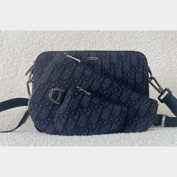 Dior Saddle Triple Pouch Bag in Black Dior Oblique Jacquard 2023 (XXG-23100612)