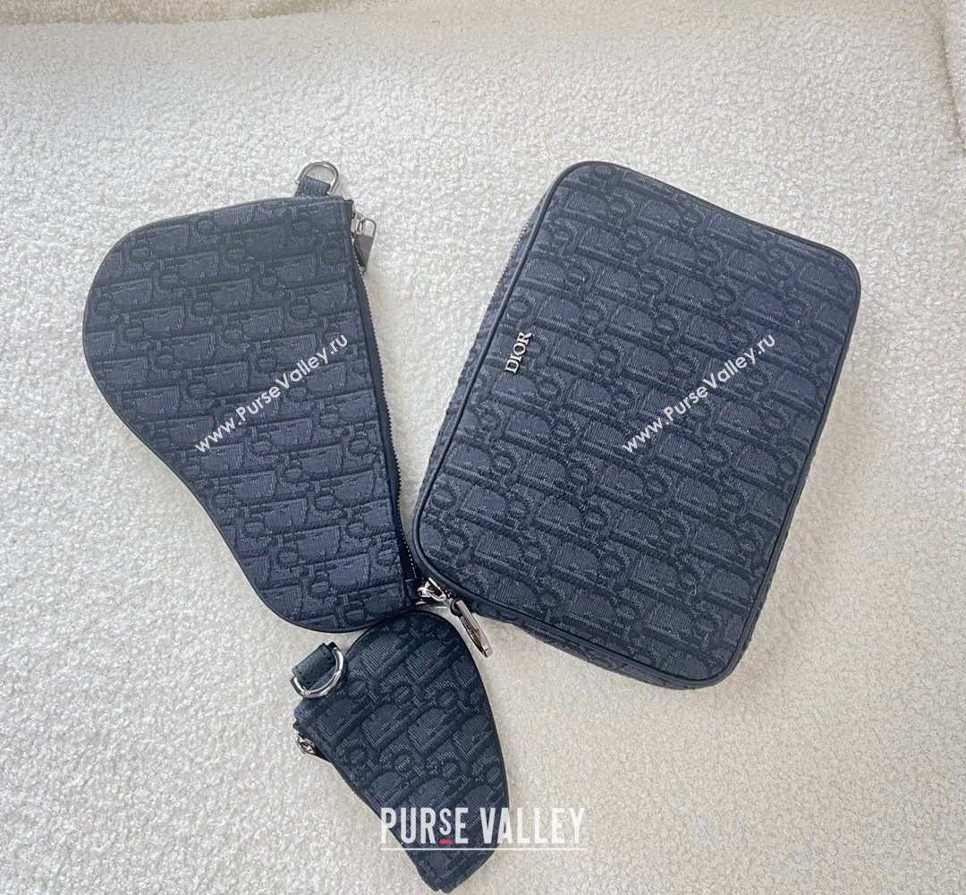 Dior Saddle Triple Pouch Bag in Black Dior Oblique Jacquard 2023 (XXG-23100612)