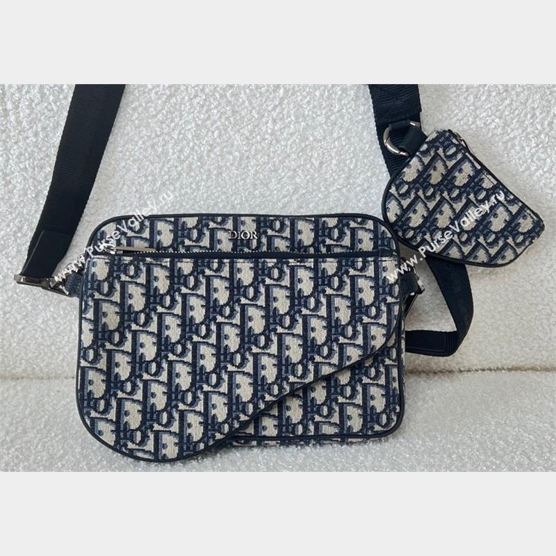 Dior Saddle Triple Pouch Bag in Beige and Black Dior Oblique Jacquard 2023 (XXG-23100613)