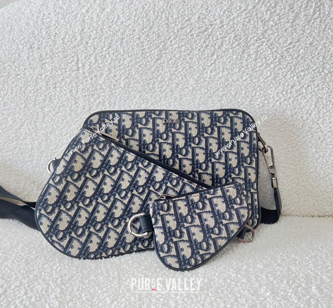 Dior Saddle Triple Pouch Bag in Beige and Black Dior Oblique Jacquard 2023 (XXG-23100613)