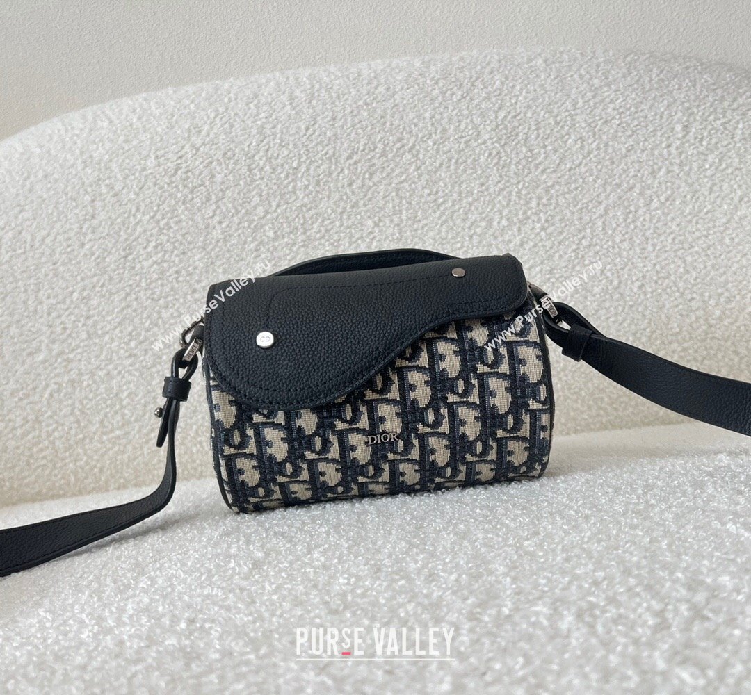 Dior Mini Roller Bag with Strap in Beige and Black Dior Oblique Jacquard and Black Grained Calfskin 2023 (XXG-23100615)