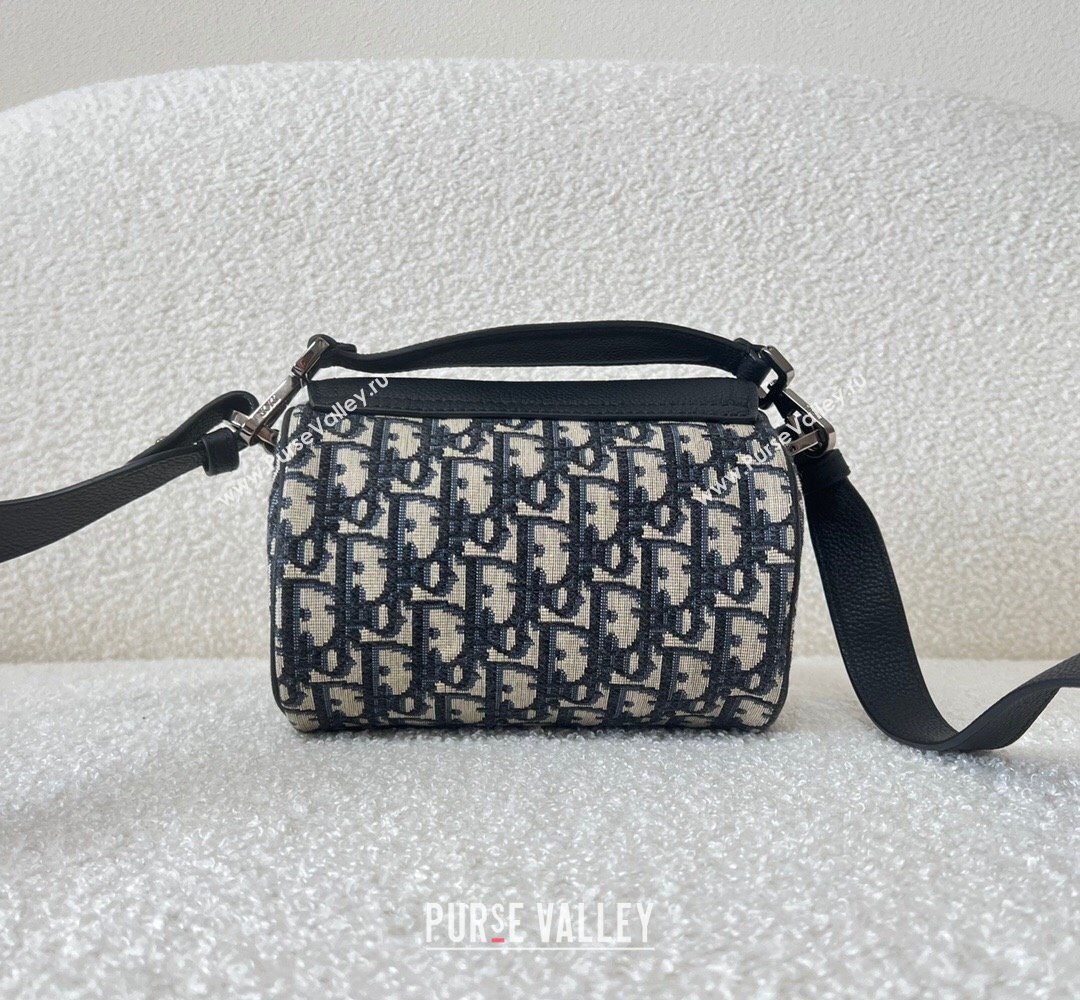 Dior Mini Roller Bag with Strap in Beige and Black Dior Oblique Jacquard and Black Grained Calfskin 2023 (XXG-23100615)