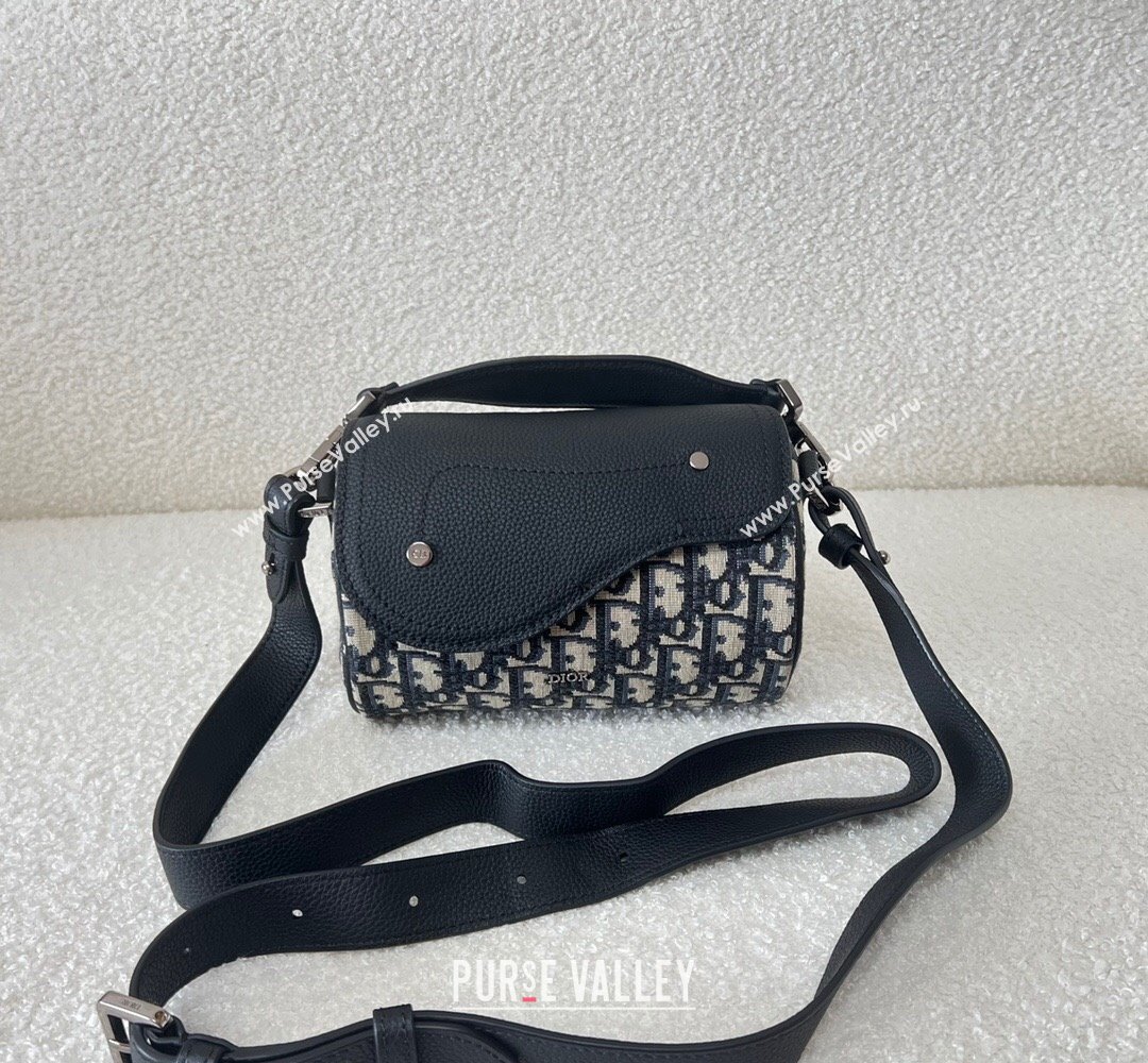 Dior Mini Roller Bag with Strap in Beige and Black Dior Oblique Jacquard and Black Grained Calfskin 2023 (XXG-23100615)