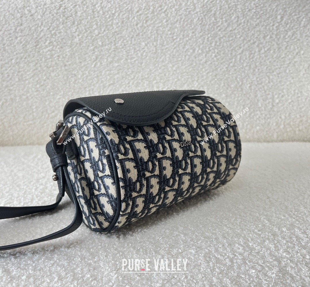 Dior Mini Roller Bag with Strap in Beige and Black Dior Oblique Jacquard and Black Grained Calfskin 2023 (XXG-23100615)