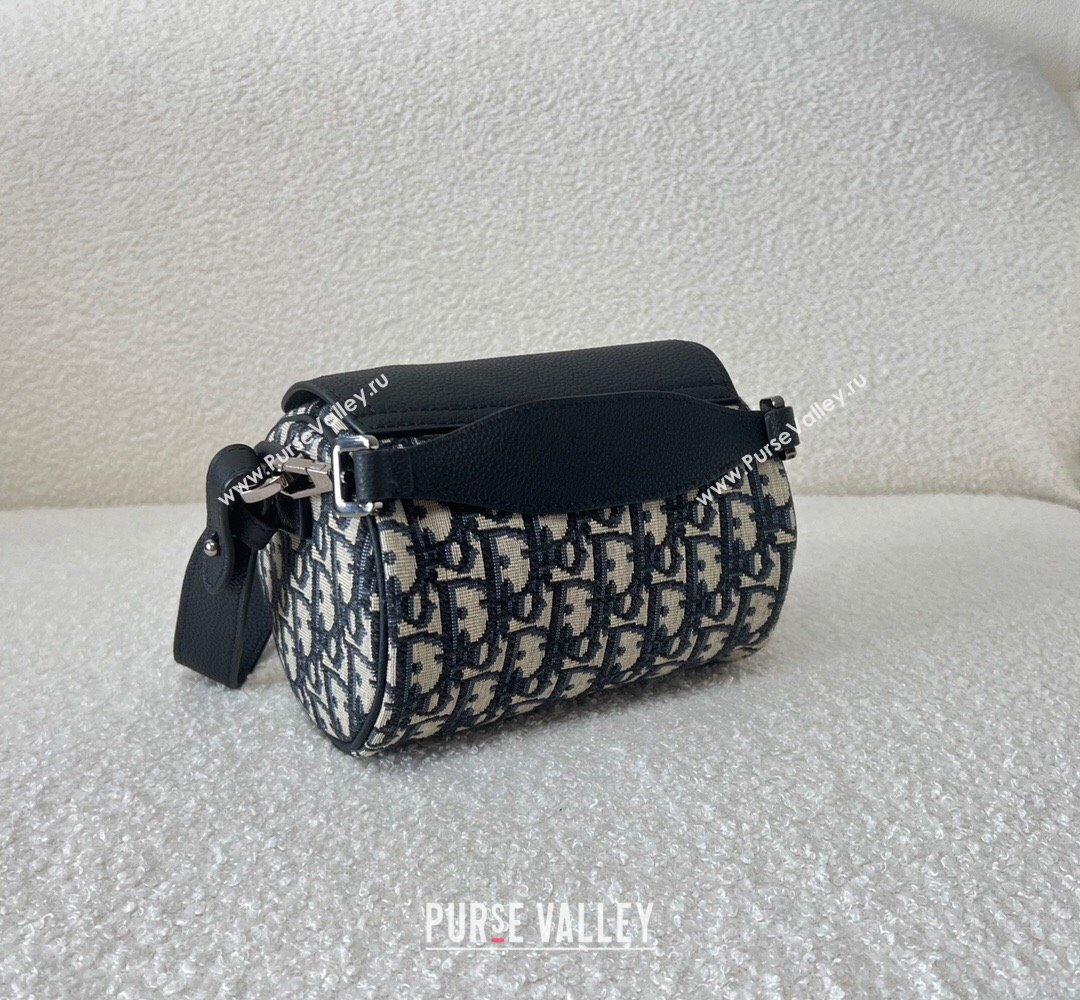 Dior Mini Roller Bag with Strap in Beige and Black Dior Oblique Jacquard and Black Grained Calfskin 2023 (XXG-23100615)