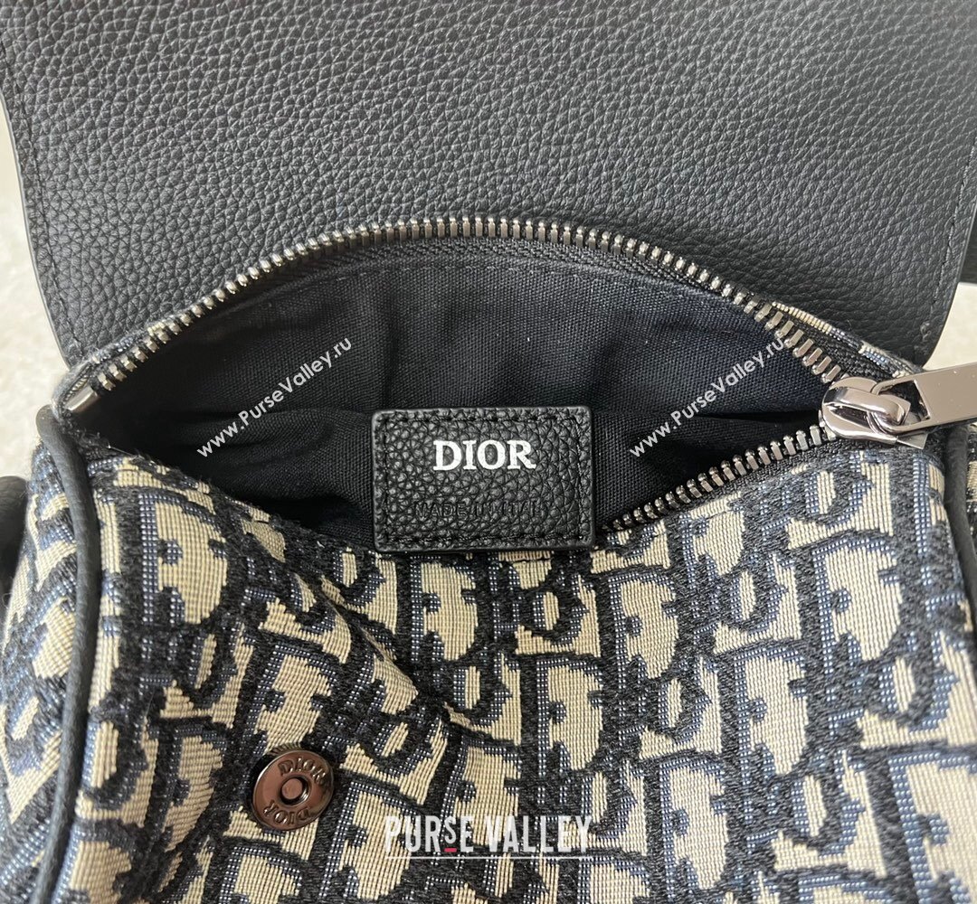 Dior Mini Roller Bag with Strap in Beige and Black Dior Oblique Jacquard and Black Grained Calfskin 2023 (XXG-23100615)