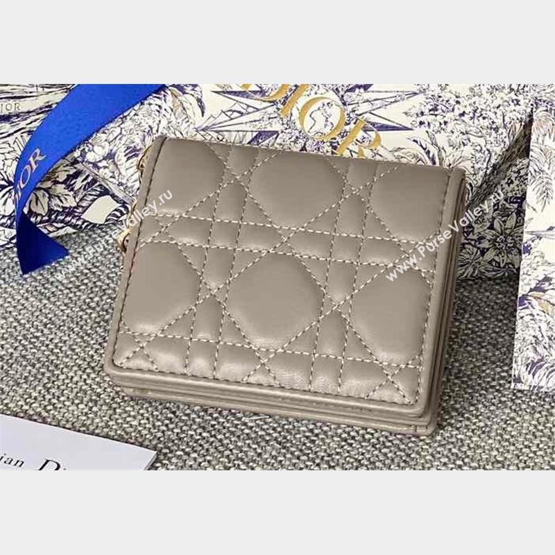 Lady Dior Mini Wallet in Cannage Lambskin Light Gray (XXG-23092801)