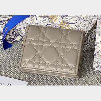 Lady Dior Mini Wallet in Cannage Lambskin Light Gray (XXG-23092801)