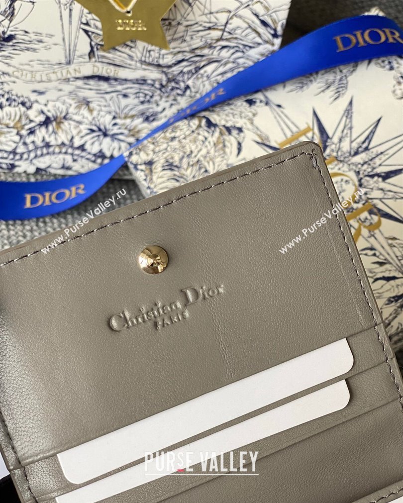 Lady Dior Mini Wallet in Cannage Lambskin Light Gray (XXG-23092801)