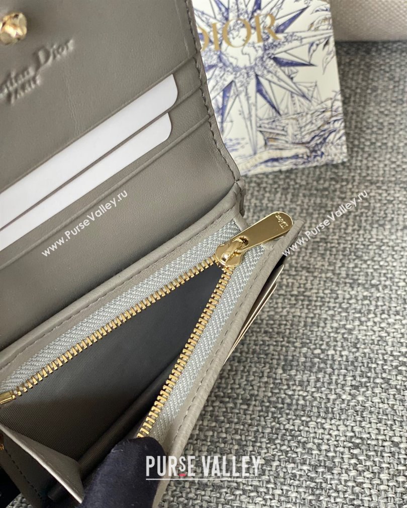 Lady Dior Mini Wallet in Cannage Lambskin Light Gray (XXG-23092801)