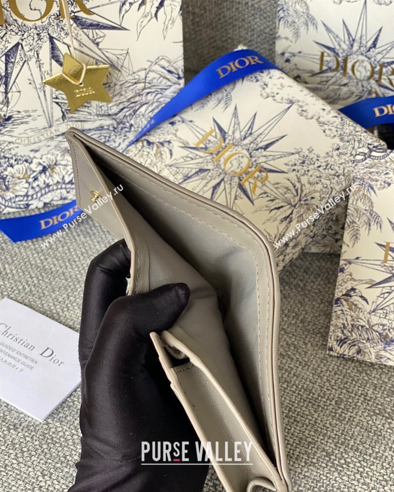 Lady Dior Mini Wallet in Cannage Lambskin Light Gray (XXG-23092801)