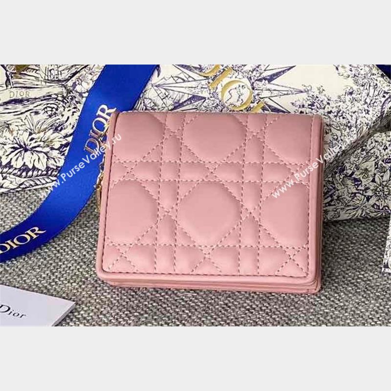 Lady Dior Mini Wallet in Cannage Lambskin Pink (XXG-23092802)