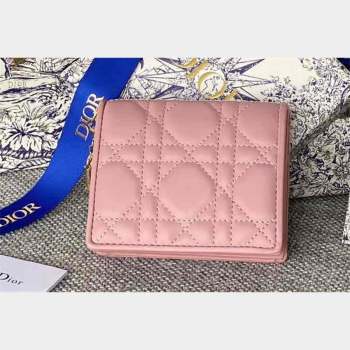 Lady Dior Mini Wallet in Cannage Lambskin Pink (XXG-23092802)