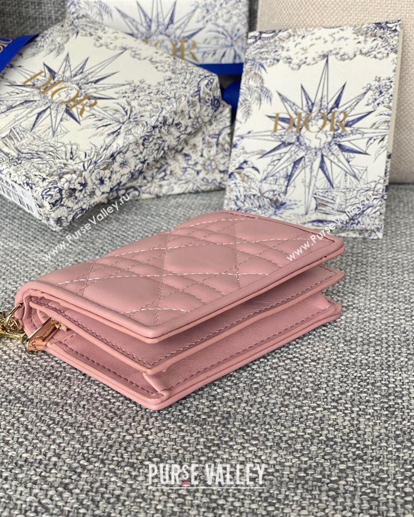 Lady Dior Mini Wallet in Cannage Lambskin Pink (XXG-23092802)