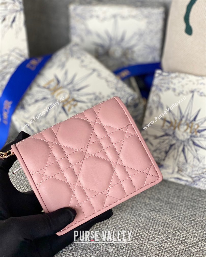 Lady Dior Mini Wallet in Cannage Lambskin Pink (XXG-23092802)