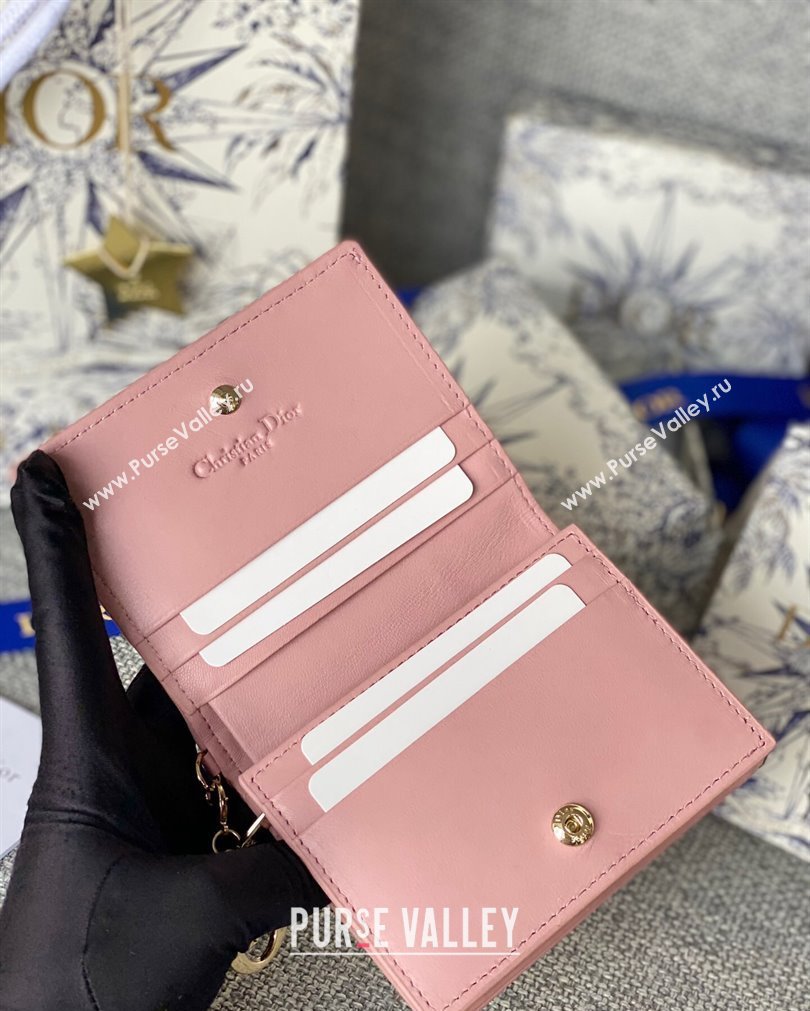 Lady Dior Mini Wallet in Cannage Lambskin Pink (XXG-23092802)