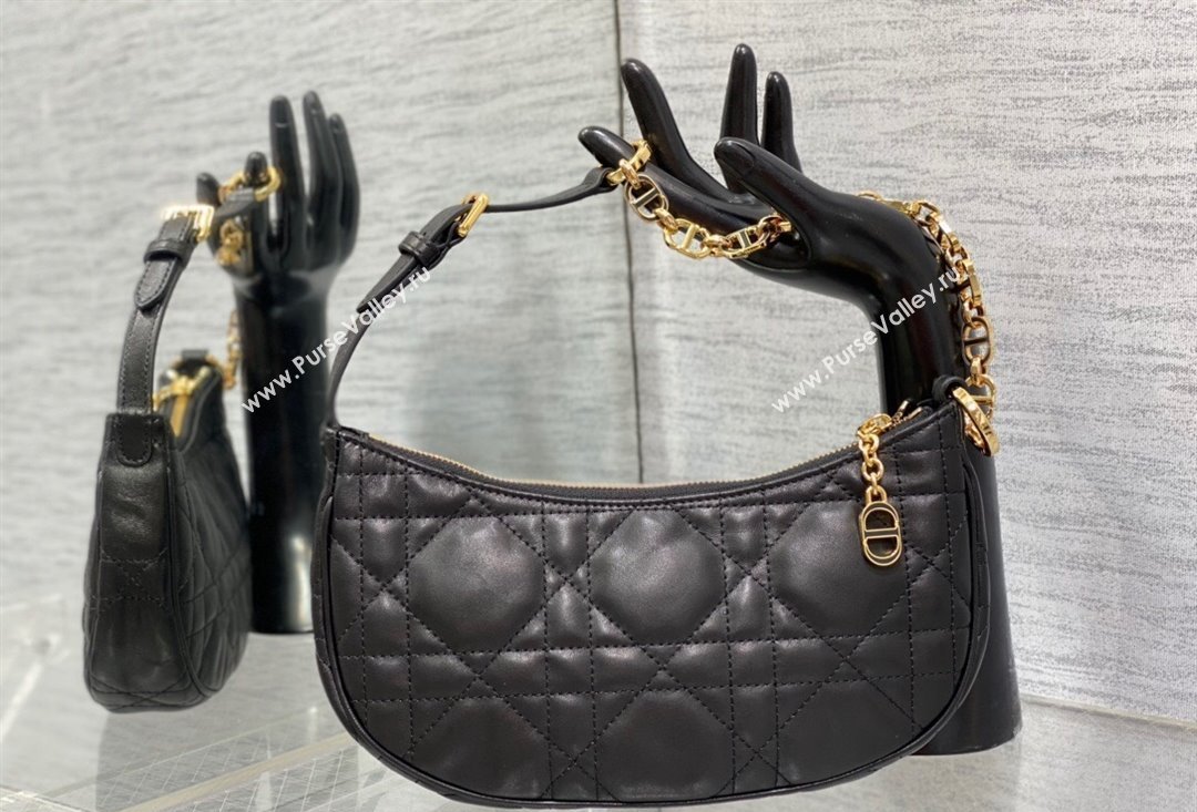 Dior CD Lounge Bag in Black Supple Macrocannage Lambskin 2023 (XXG-23100608)