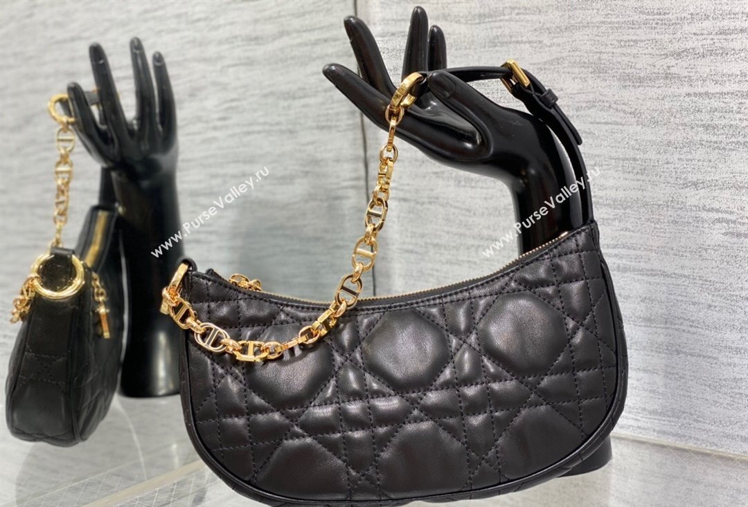 Dior CD Lounge Bag in Black Supple Macrocannage Lambskin 2023 (XXG-23100608)