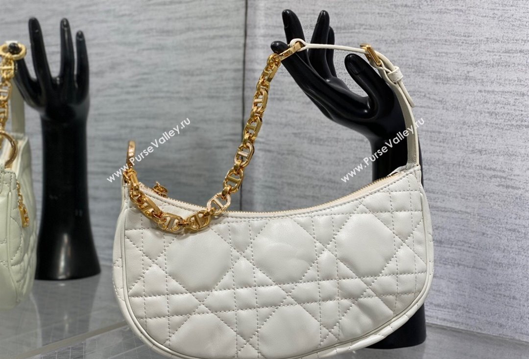 Dior CD Lounge Bag in White Supple Macrocannage Lambskin 2023 (XXG-23100609)