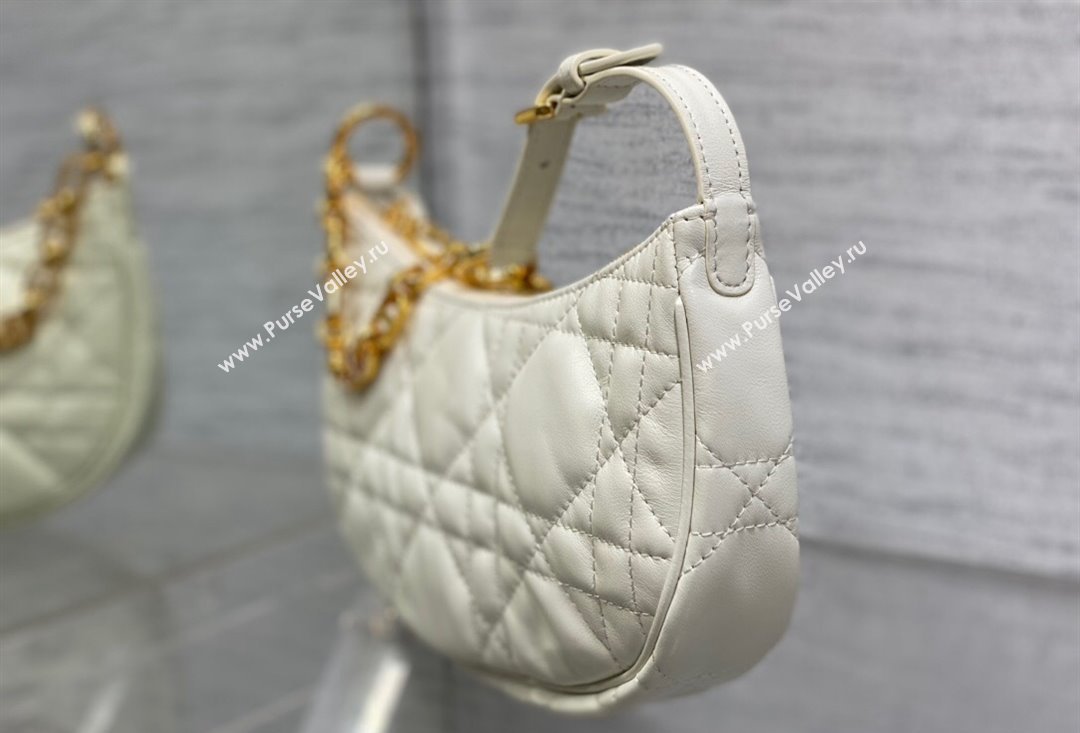 Dior CD Lounge Bag in White Supple Macrocannage Lambskin 2023 (XXG-23100609)