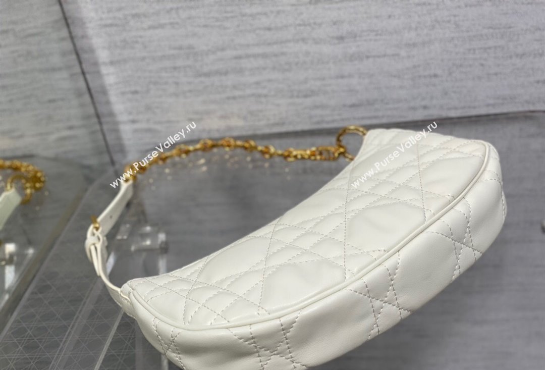 Dior CD Lounge Bag in White Supple Macrocannage Lambskin 2023 (XXG-23100609)
