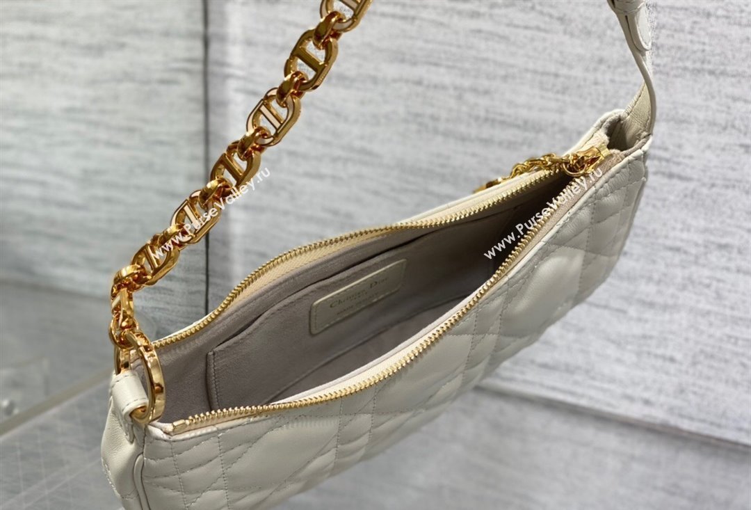 Dior CD Lounge Bag in White Supple Macrocannage Lambskin 2023 (XXG-23100609)