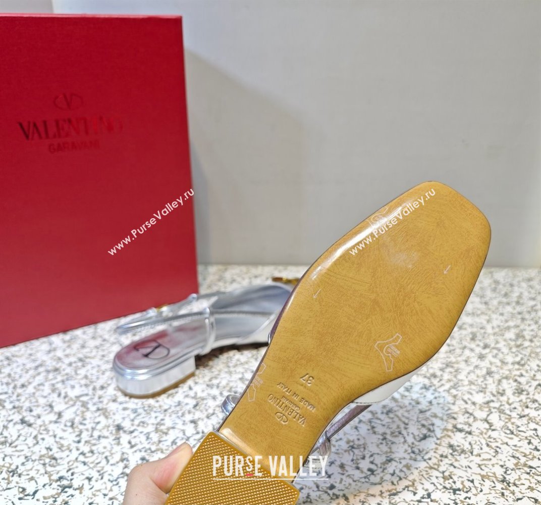 Valentino VLogo Signature Slingback ballerina Flats in leather Silver (hongyang-23101231)